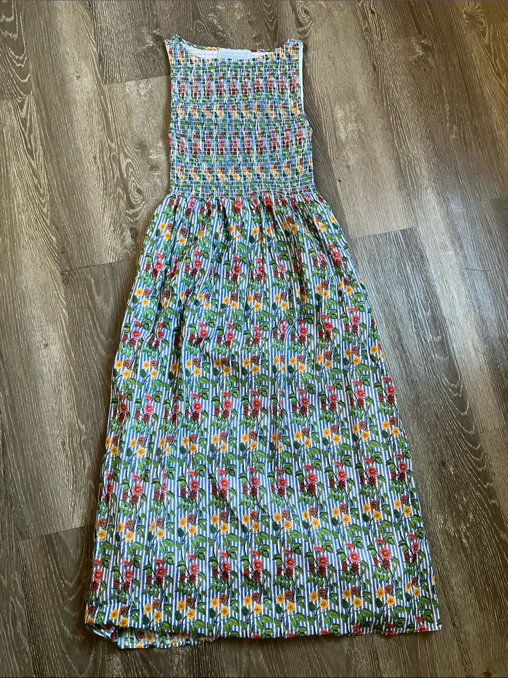 Hill House Sleeveless Floral Smocked Maxi Dress - Blue, Red, Yellow